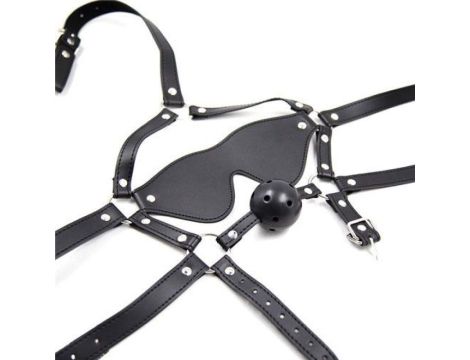 Imbracatura per viso con Maschera per occhi e morso Total Head Harness Restraint black - 4