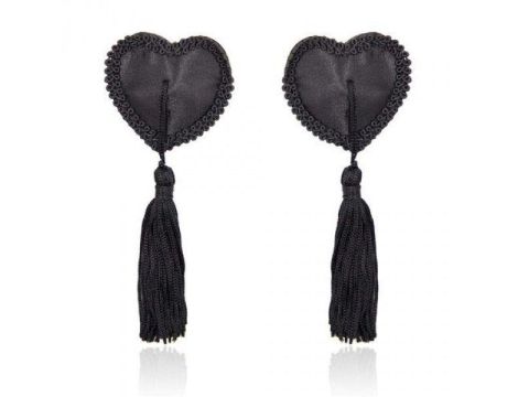 Bielizna-Heart Nipples Tassels BLACK