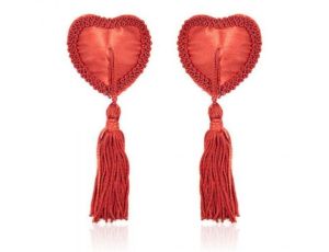 Bielizna-Heart Nipples Tassels RED