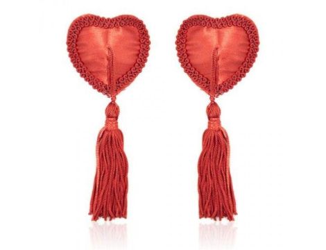 Bielizna-Heart Nipples Tassels RED