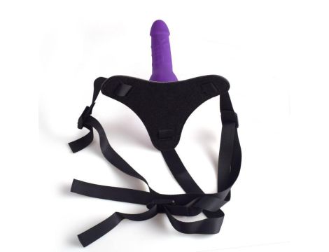 Cintura regolabile strap-on Purple con fallo realistico - 4