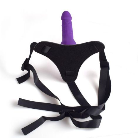 Cintura regolabile strap-on Purple con fallo realistico - 4