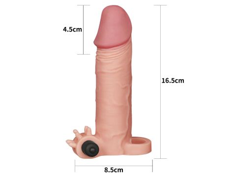 Add 2"" Pleasure X Tender Vibrating Penis Sleeve Flesh - 2