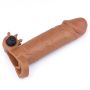 Add 2"" Pleasure X Tender Vibrating Penis Sleeve Brown - 4