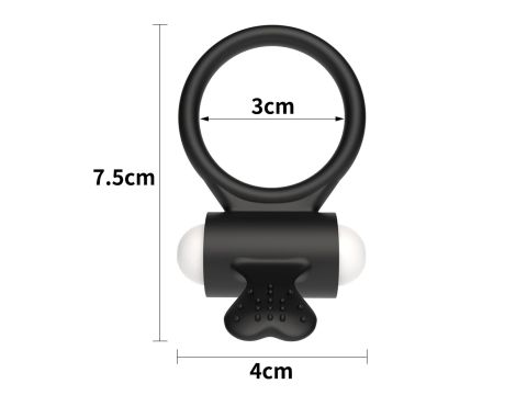 Power Clit Silicone Cockring Black - 4