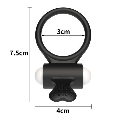 Power Clit Silicone Cockring Black - 4