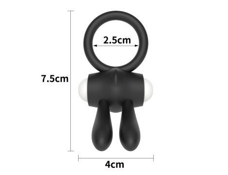 Power Clit Silicone Cockring Black - 6