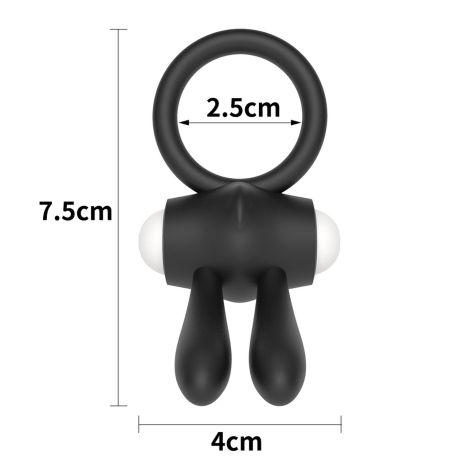 Power Clit Silicone Cockring Black - 6