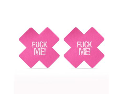 FUCK ME Cross Pattern Nipple Pasties (2 Pack) - 2