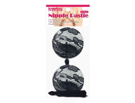 Reusable Black Lace Round Tassel Nipple Pasties - 2