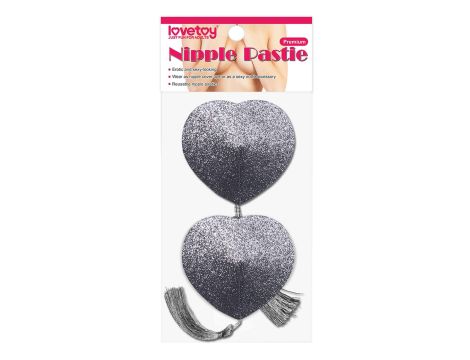 Reusable Glitter Heart Tassel Nipple Pasties - 2