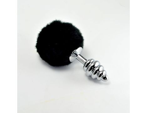 Spiral Pompon Metal Plug Black