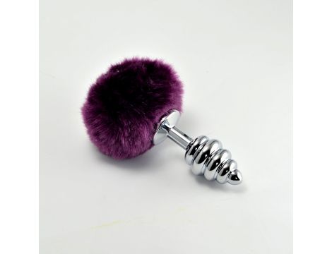 Spiral Pompon Metal Plug Purple