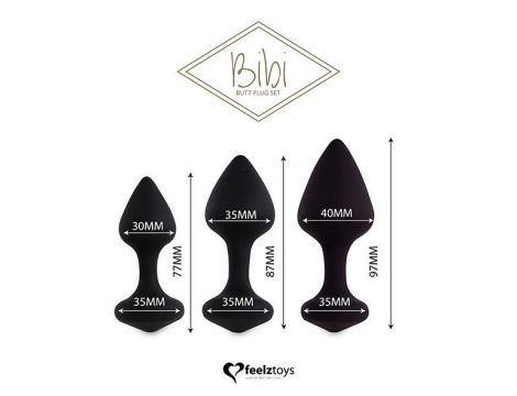 FeelzToys - Bibi Butt Plug Set 3 pcs Black - 2