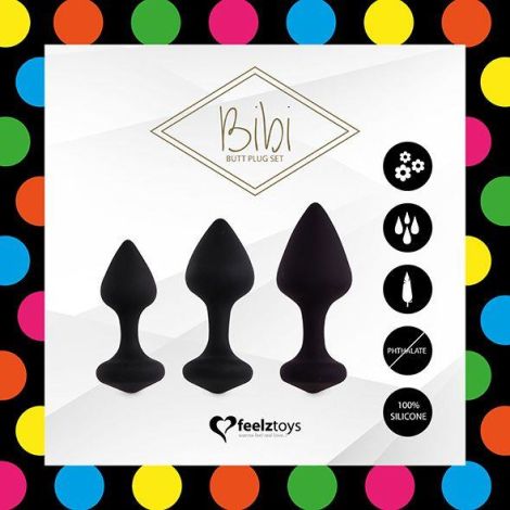 FeelzToys - Bibi Butt Plug Set 3 pcs Black - 3