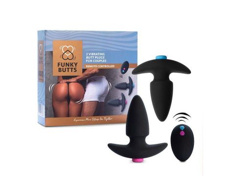 FeelzToys - FunkyButts Remote Controlled Butt Plug Set for Couples - 3