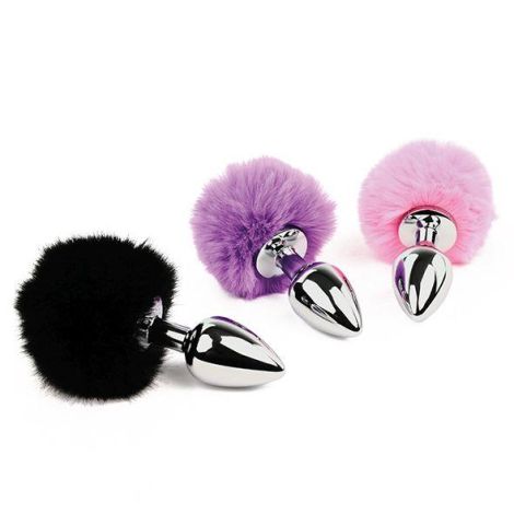 FeelzToys -Bunny Tails Butt Plug Black - 3