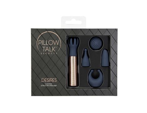 Pillow Talk - Secrets Choices 6 Piece Mini Massager Set Navy Blue/Rose Gold - 11