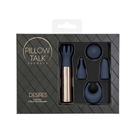 Pillow Talk - Secrets Choices 6 Piece Mini Massager Set Navy Blue/Rose Gold - 11