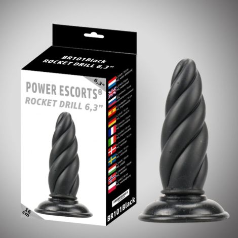 Rocket drill 6,3 inch black  big anal plug 6,3 inch / 16 cm