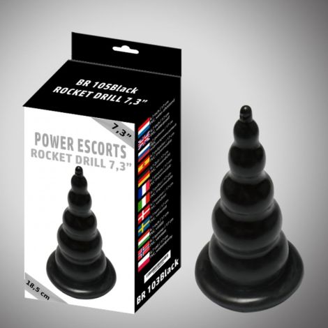 Rocket drill 7,3 inch black large anal plug 7,3 inch / 18,5 cm - 2