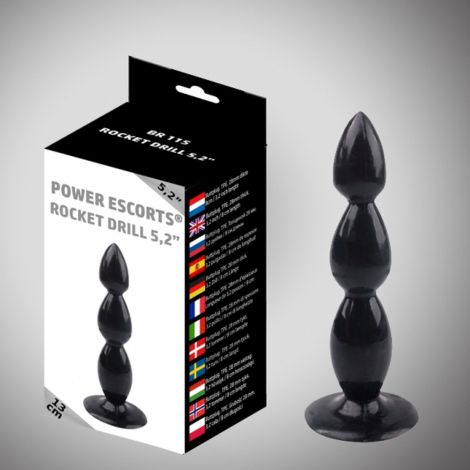 Rocket drill 5,2 inch black big anal plug 5,2 inch / 13 cm