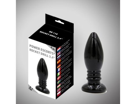 Rocket drill 3,4 inch black  anal plug 3,4 inch / 8,7 cm - 3