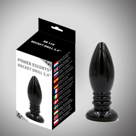 Rocket drill 3,4 inch black  anal plug 3,4 inch / 8,7 cm - 3