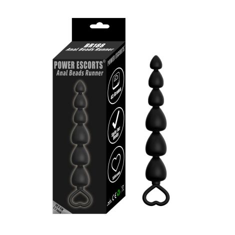 Plug-Power Escorts - Anal Beads Runner - Silicone-Black