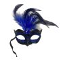 Maska-Venetian Mask Dark Blue with Dark Blue Stone and Feather - 2