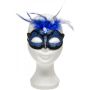 Maska-Venetian Mask Dark Blue with Dark Blue Stone and Feather - 3