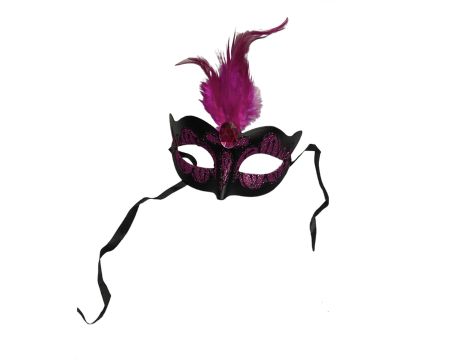 Maska-Venetian Mask Purple with Purple Stone and Feather