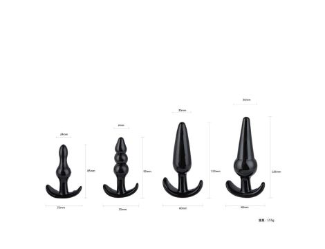 Plug-Quatro Anal Plugs Starter Set- 4-Pack Black - 10