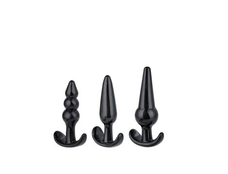 Plug-Triple Anal Plugs Starter Set- 3-Pack Anal Plugs Black - 5