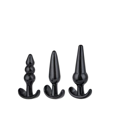 Plug-Triple Anal Plugs Starter Set- 3-Pack Anal Plugs Black - 5