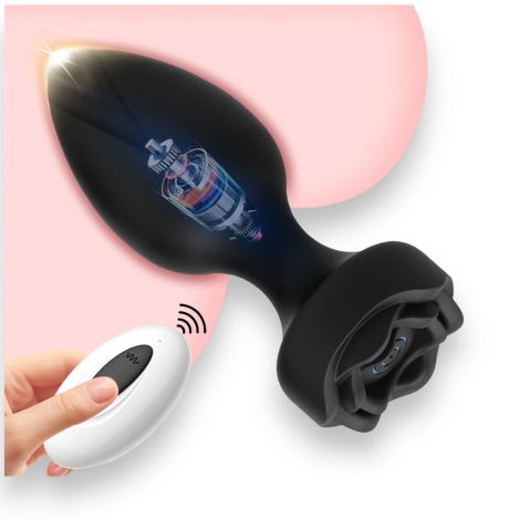 Power Escorts - Princess Plug - Remote Rose Design Plug - USB Rechargeable - 10 Functions - Black - 2