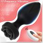 Power Escorts - Princess Plug - Remote Rose Design Plug - USB Rechargeable - 10 Functions - Black - 5