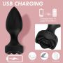 Power Escorts - Princess Plug - Remote Rose Design Plug - USB Rechargeable - 10 Functions - Black - 6