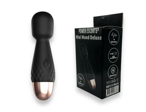 Power Escorts - Mini Wand De Luxe - Black - 11,6 Cm / 4.5 Inch Silicone Wand Massager - 2