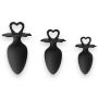 Power Escorts - Heart Plug Anal Starter 3-Pack - S, M & L - Black - quality Silicone - Colour box - 2