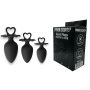 Power Escorts - Heart Plug Anal Starter 3-Pack - S, M & L - Black - quality Silicone - Colour box - 3