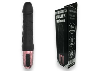 Power Escorts - Driller De Luxe Black - 21 Cm / 8.2 Inch Fat Silicone Realistic Vibrator - image 2