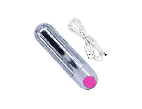 Wibrator-Strong Bullet Vibrator Silver/Pink USB 10 Function - 3