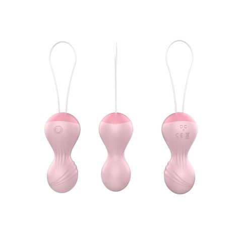 Kulki-Vibrating Silicone Kegel Balls USB 10 Function / Remote control -Flesh - 5