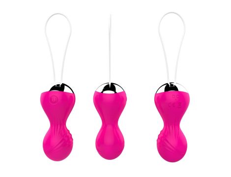 Kulki-Vibrating Silicone Kegel Balls USB 10 Function / Remote control -Pink - 5