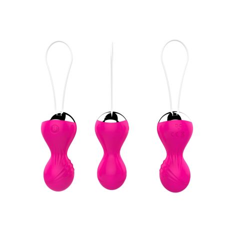 Kulki-Vibrating Silicone Kegel Balls USB 10 Function / Remote control -Pink - 5