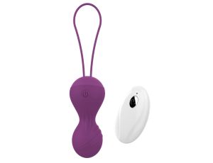 Kulki-Vibrating Silicone Kegel Balls USB 10 Function / Remote control -Purple - image 2