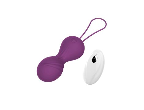 Kulki-Vibrating Silicone Kegel Balls USB 10 Function / Remote control -Purple - 4