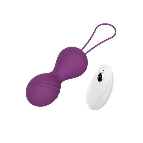 Kulki-Vibrating Silicone Kegel Balls USB 10 Function / Remote control -Purple - 4