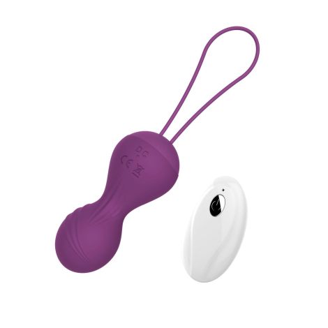 Kulki-Vibrating Silicone Kegel Balls USB 10 Function / Remote control -Purple - 5